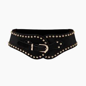 Cider Black and Gold Studded Suede Corset Belt